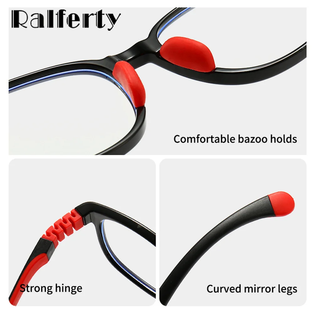 Ralferty TR90 Child Eyeglass Frame Silicone Hinge Girl Boy Kids Anti Blue Glasses Flexible 0 Diopter Prescription Optic Frame 5
