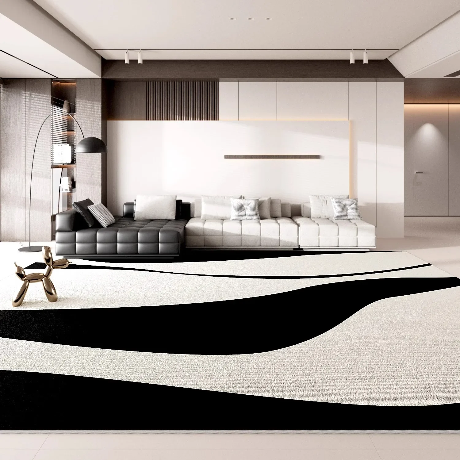 Minimalist Living Room Carpet Light Luxury High-end Bedroom Rug Large Area Black White Simple Geometric Sofa Floor Mat Ковер 양탄자