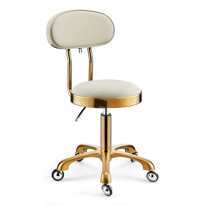 

Light Luxury Stainless Steel Barber Chairs Modern Salon Furniture for Beauty Salon Chair Professional Rotating Lift Round Stool
