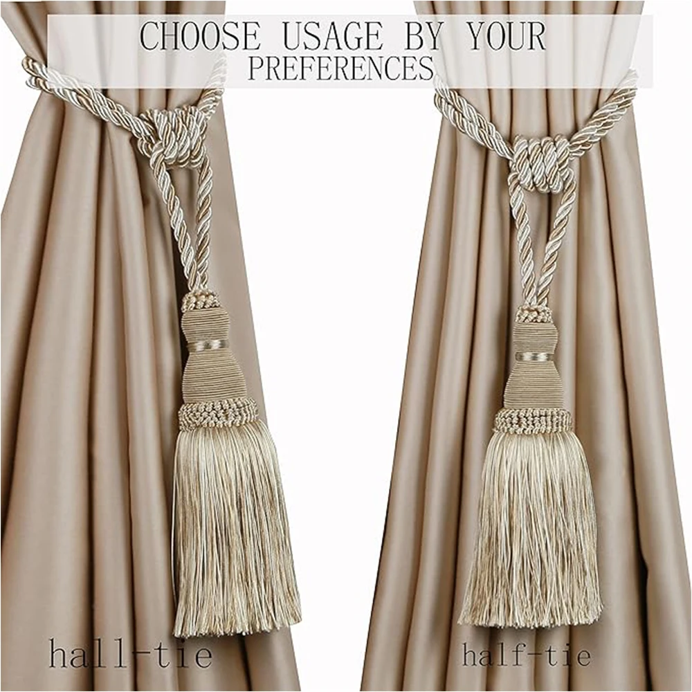 Curtain Accessories Curtain Tiebacks Curtain Holder 1&2Pcs Decorative Curtain Tiebacks Handmade Elegant Rope Ties Tassels Holdbacks For Drapes Decor Room Accessories Curtain Holder