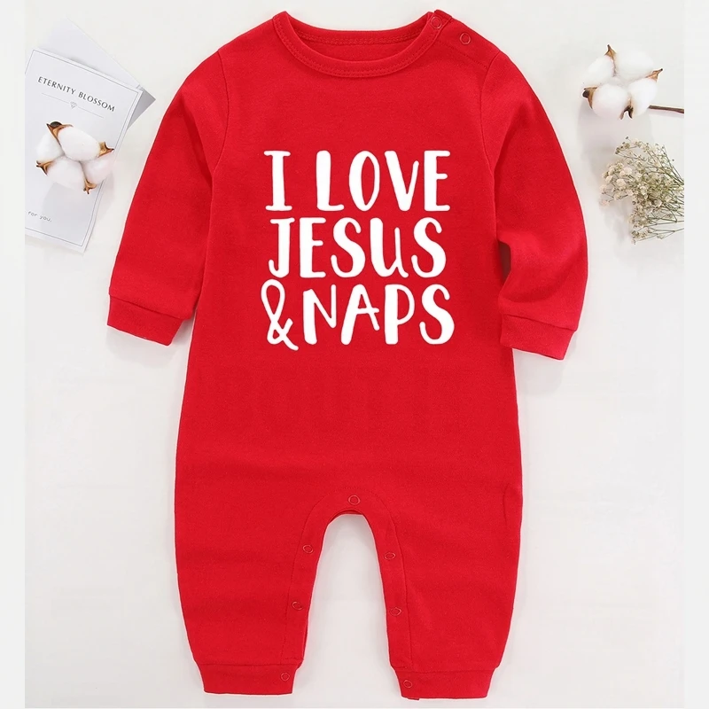 I Love Jesus & Naps Baby Girl Winter Clothes Long Sleeve Newborn Boy Rompers Autumn Baby Costume Cotton Shower Gifts Baby Bodysuits cheap