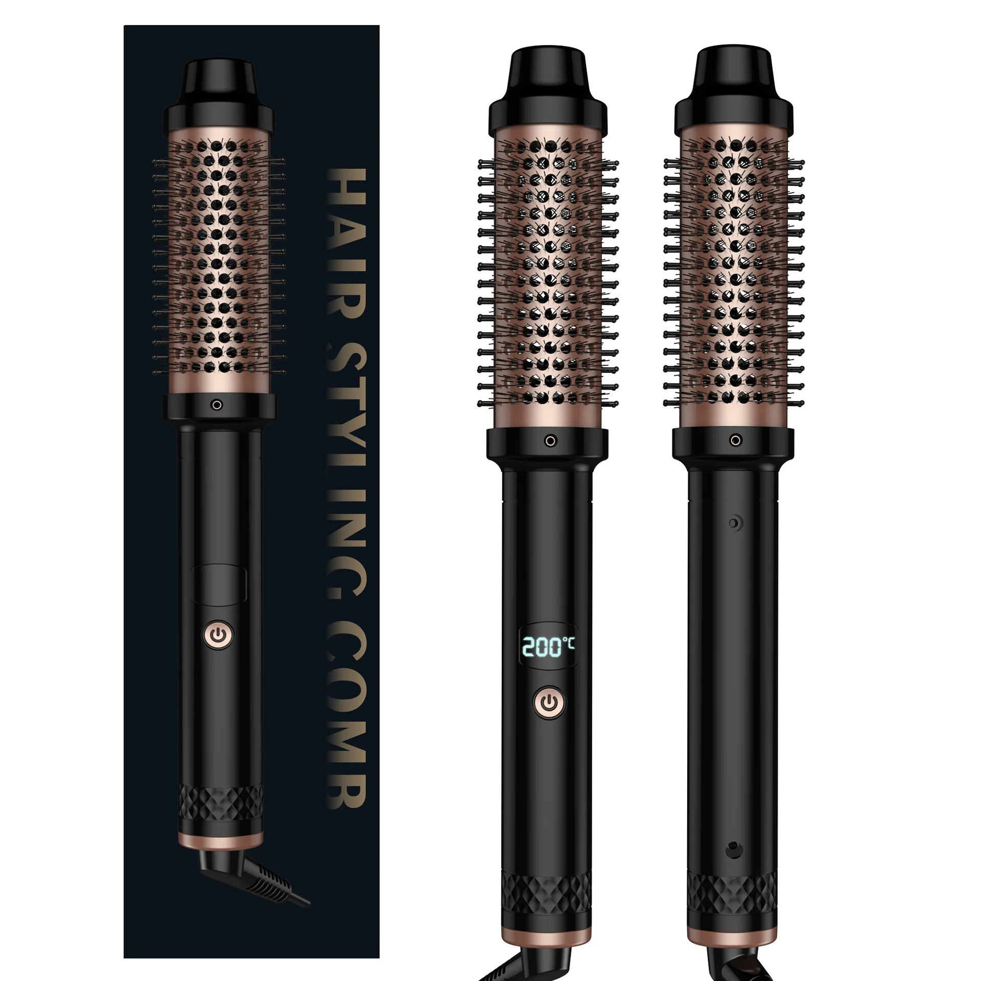 3-in-1 Multifunctional Straightening Curling Hot Brush Portable Travel Ionic Hair Styling Comb Fast Heating for Thick/Fine Hair