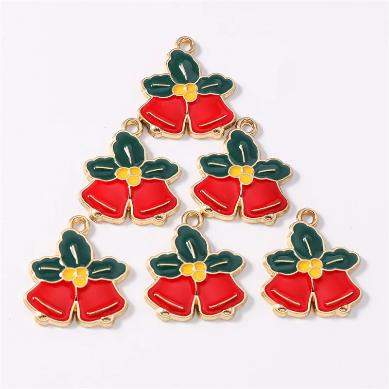 Duarte 20 Teile/los Nette Emaille Weihnachten Glocke Charms Anhänger für Schmuck Machen Halsketten Ohrringe Armbänder DIY Handwerk Liefert – Detail 6