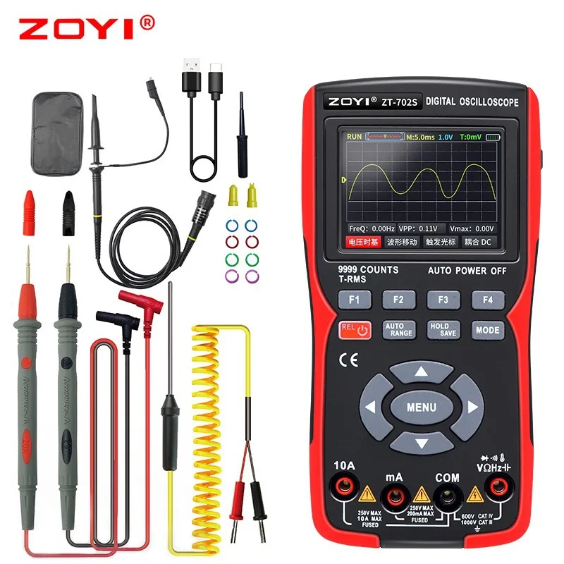 

ZOYI ZT702S Digital Multimeter Oscilloscope Auto True RMS Tranistor Probe Multimetro Meter 48M/S 10MHZ PC Waveform Data Storage