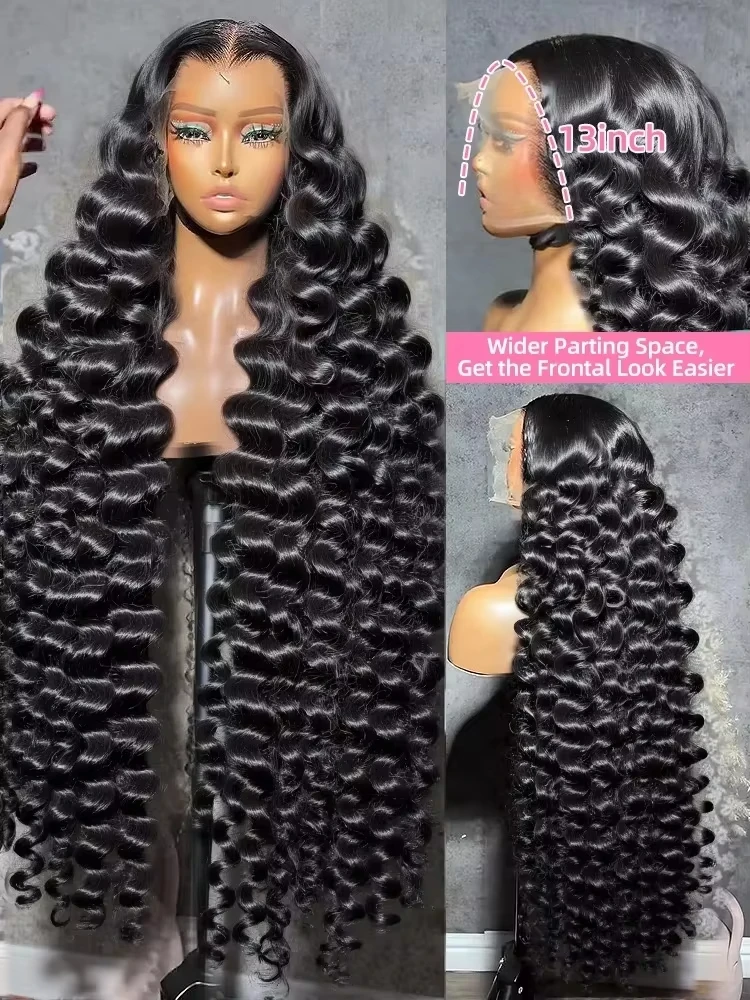 18-42 Inch Loose Wave 13x4 13x6 HD Lace Frontal Wig Human Hair Brazilian Loose Deep Waves Curly Wigs Lace Front Wigs For Women 3