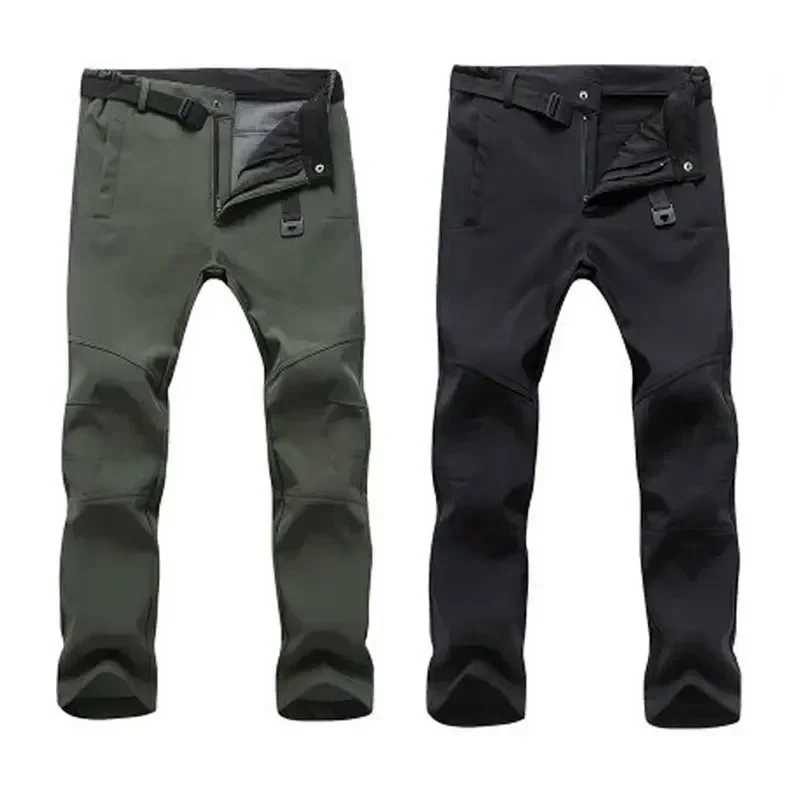 Men Fleece Pants Soft Shell Pants Warm Winter Men Travel Waterproof Outdoor Camping Hiking Fleece Windproof Skiing
