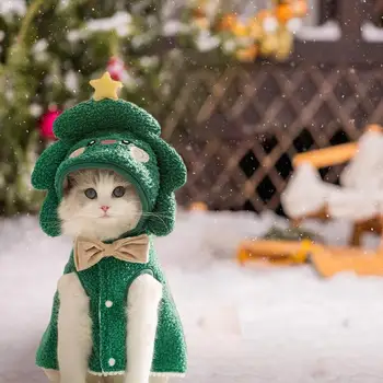 Pet Christmas Costumes | Dog Cat Holiday Apparel | Winter Warm Cosplay Christmas Cape With Cartoon Hat Cozy For Cats And Puppy 2