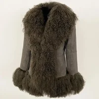 Mongolia Sheep Fur Coat – Turn‑Down Collar, Thick Warm Overwear