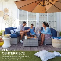 Modular Outdoor Sectional Wicker Patio Conversation Set w/ 2 Pillows, Coffee Table, Cover, Garden Sofas 1