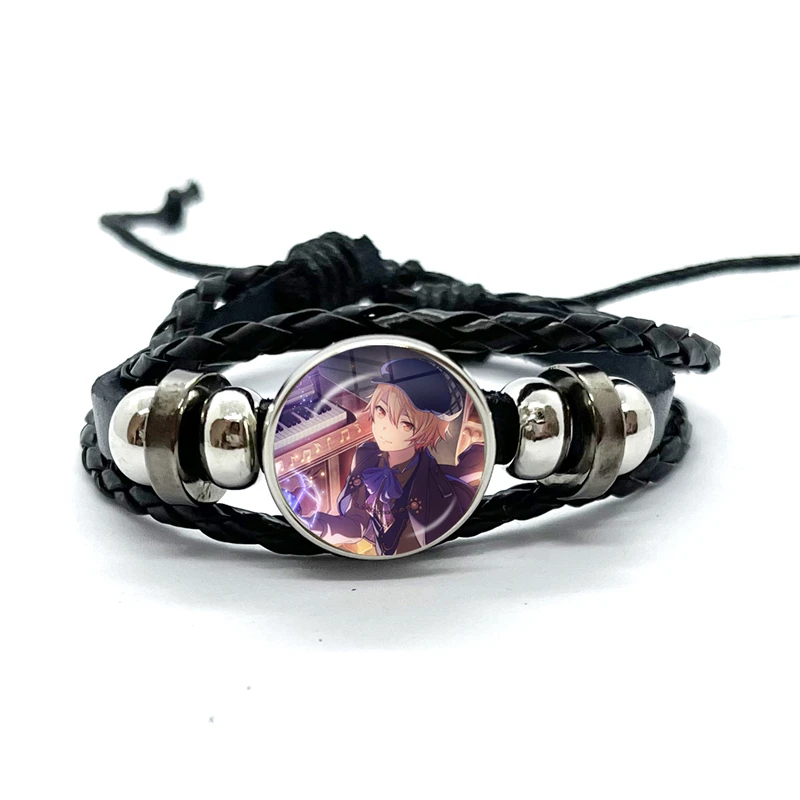 Project SEKAI Anime Wonderlands×Showtime Tenma Tsukasa Leather Bracelets Glass Multilayer Braided Bracelets Bangles Jewelry Gift 4