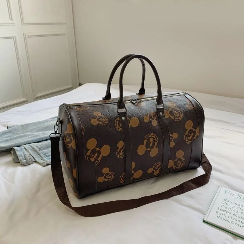 Travel Bags Canvas Tote Bag Leisure Bag Disney Mickey Fashion Suitcase Travel Tote Bag Men's and Women's Luggage Bag Large Capacity One-shoulder MessengerPU
