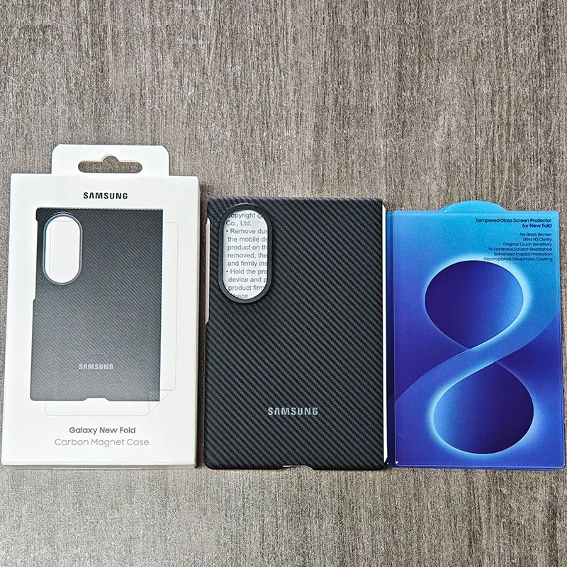 Ultrathin Magnetic Carbon Fiber Texture Case with Built-in Tempered Glass Screen Protector