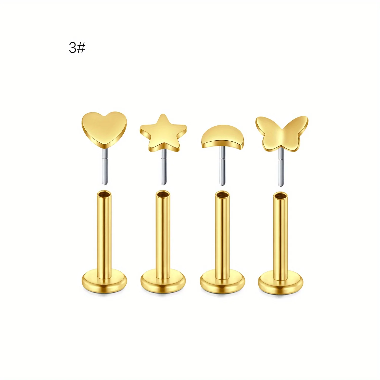 4 قطعة مسمار الأنف الخيوط الأنف مسمار 20 مقياس الخيوط الأنف الدائري شقة الظهر الأنف ترصيع دفع في اللولب الغضروف القرط