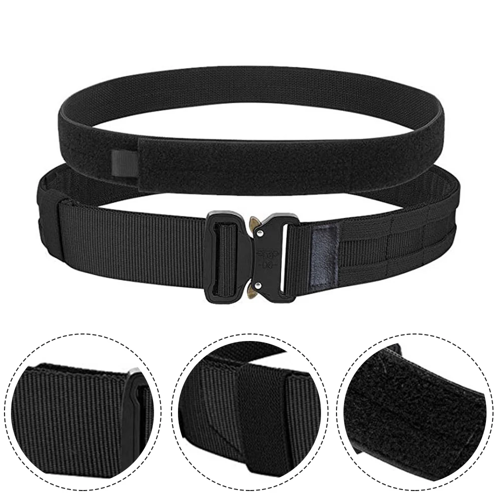 Tacticals Double Belt Adjustable For-Velcro Inner Outer Waist Belts Outdoor Military Hunting Double Layers Belts Molle System tactical double belt adjustable for velcro inner and outer waist belts outdoor military hunting double layer training belt