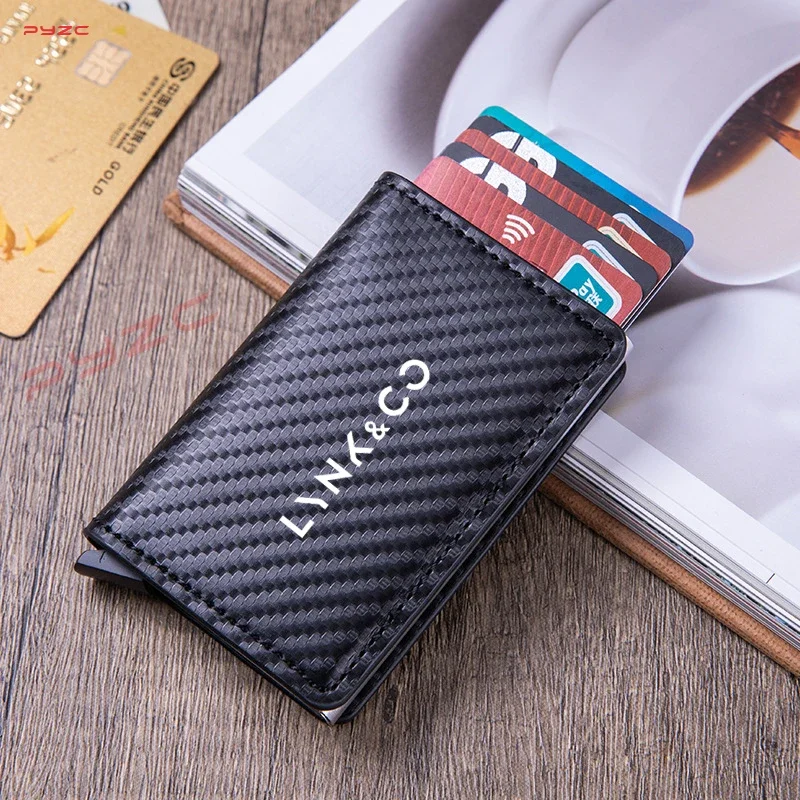 Carbon Fiber Card Holder Case Men Wallets Black PU Leather Voor Lynkco Lynk & Co 05 06 5 6 Lynk Co 05 06 01 Auto Accessories car card holder