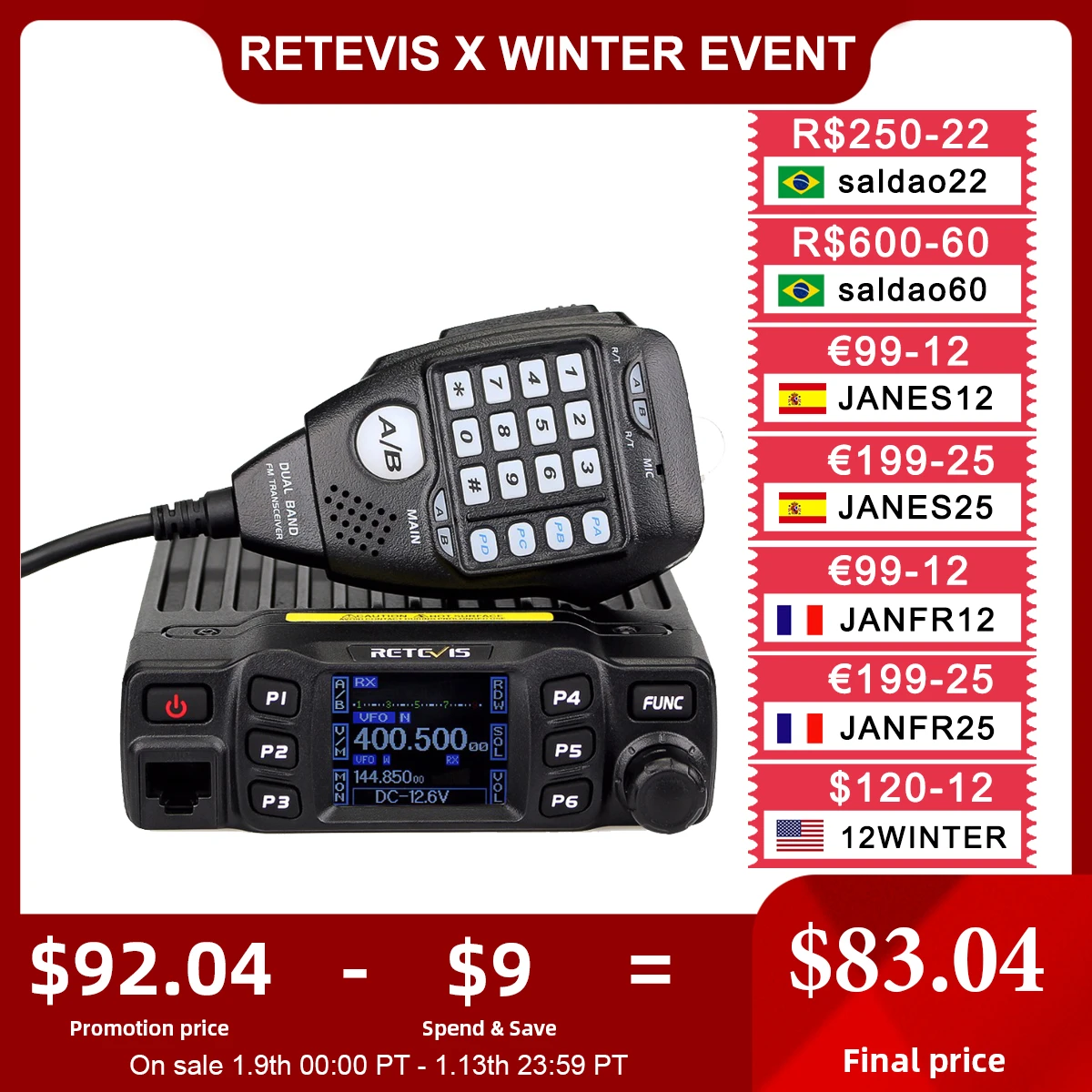 Retevis Rt95 Car Radio With Screen Ham Car Mobile Radio Station