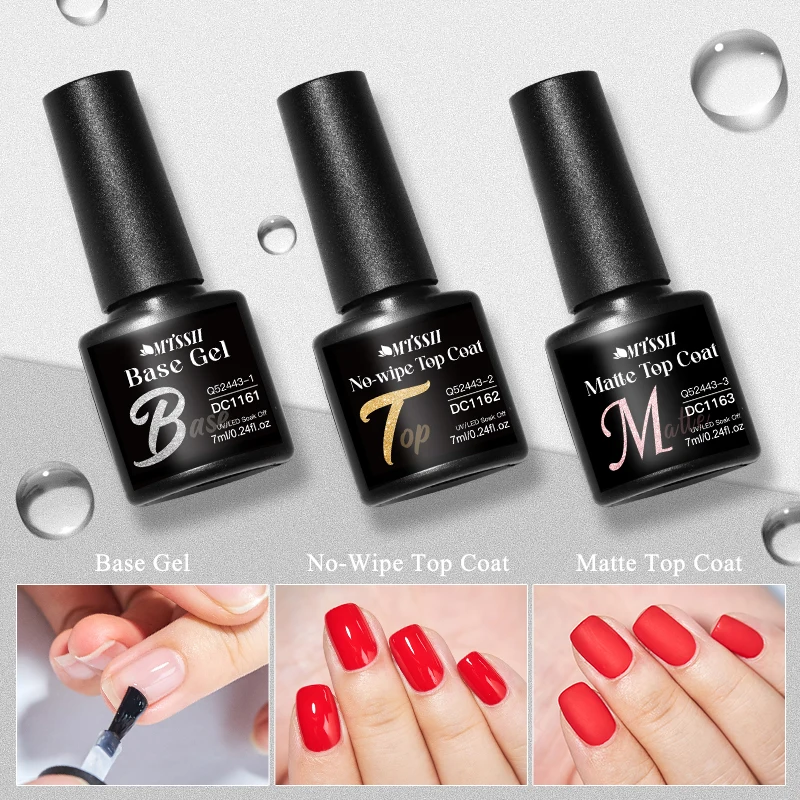 Mtssii 7ml Base Gel Nail polish Bright Color Semi Permanent Soak Off UV LED Nail Art No Wipe Top Coat Nail Art For Manicure 4