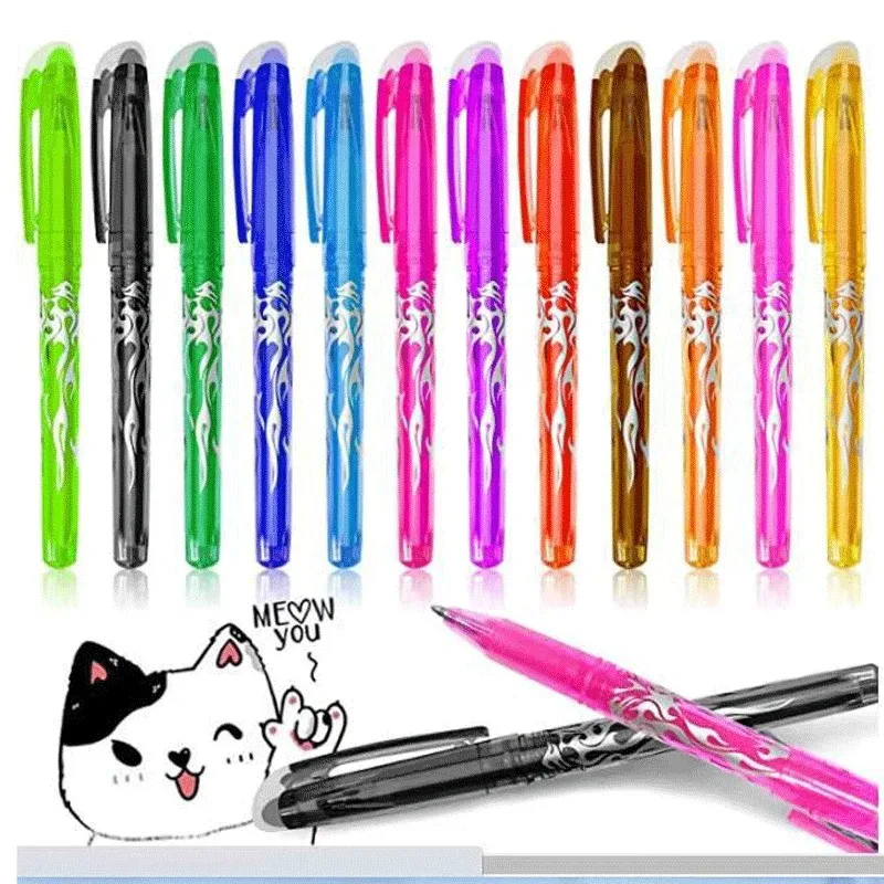 

12 Pcs/Set Multi-color Erasable Gel Pen 0.7mm Kawaii Pens Student Writing Creative Drawing Tools Office School Supply Stationery