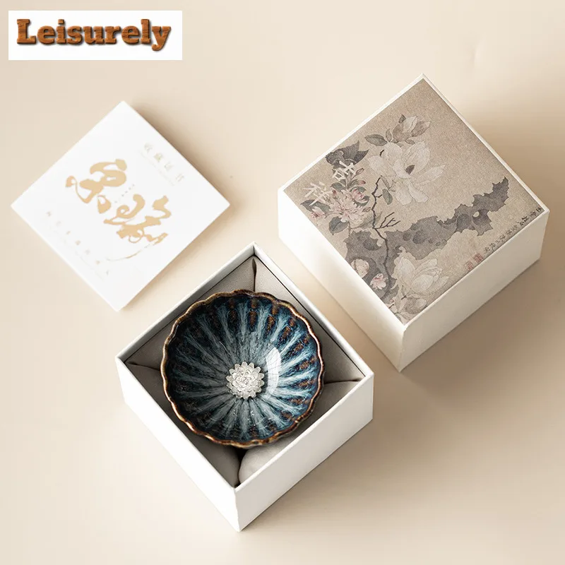 140ML Kiln Fambe Chrysanthemum Teacup Japanese Tea Bowl Single Cups Personal Cup Jianzhan Master Cups Household Drinkware Craft