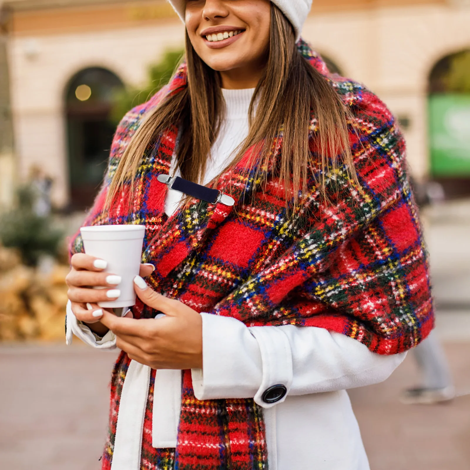 여성 의류용 드레스 허리끈 클립 6개, 스웨터, 가디건, 숄 홀더, 셔츠 뒷면 클립, 조절 가능한 스트랩