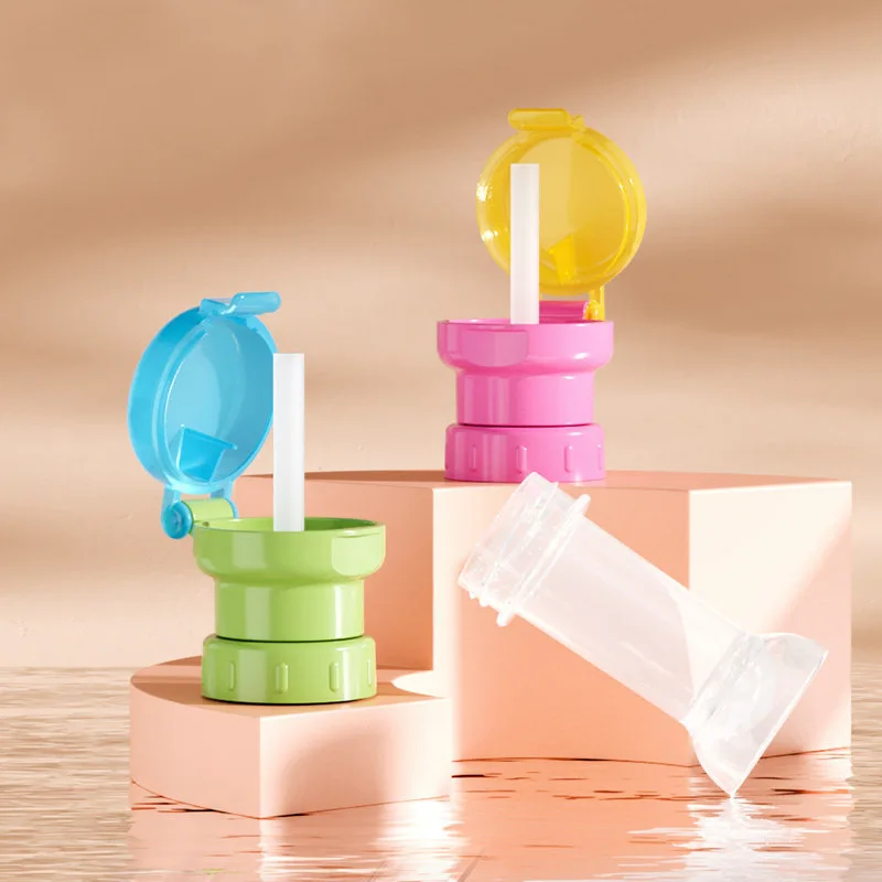 Bottle Mouth Conversion Cover Mineral Water Bottle Cap Children's Drink Anti-Overflow Baby Choke Proof Straw Cover baby straw