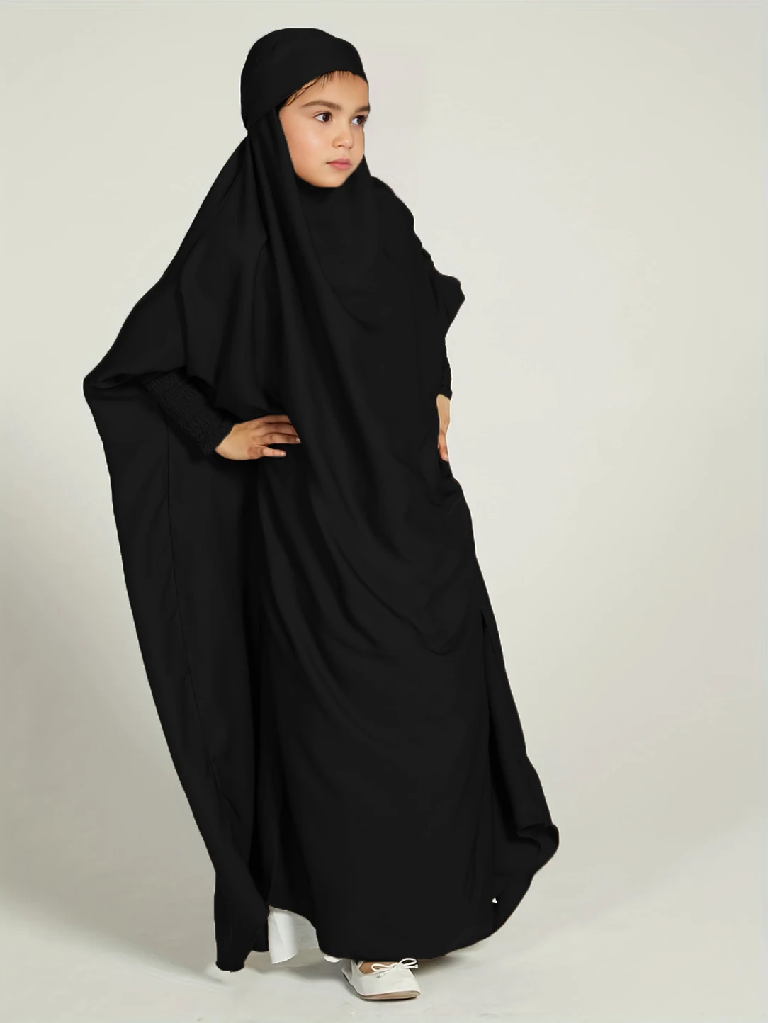 Ramadan Moslim Kinderen Meisjes Abaya Solide Lange Kaftan Abaya Enfant Gewaad Jurk Kinderen Kleding Voor Cadeau