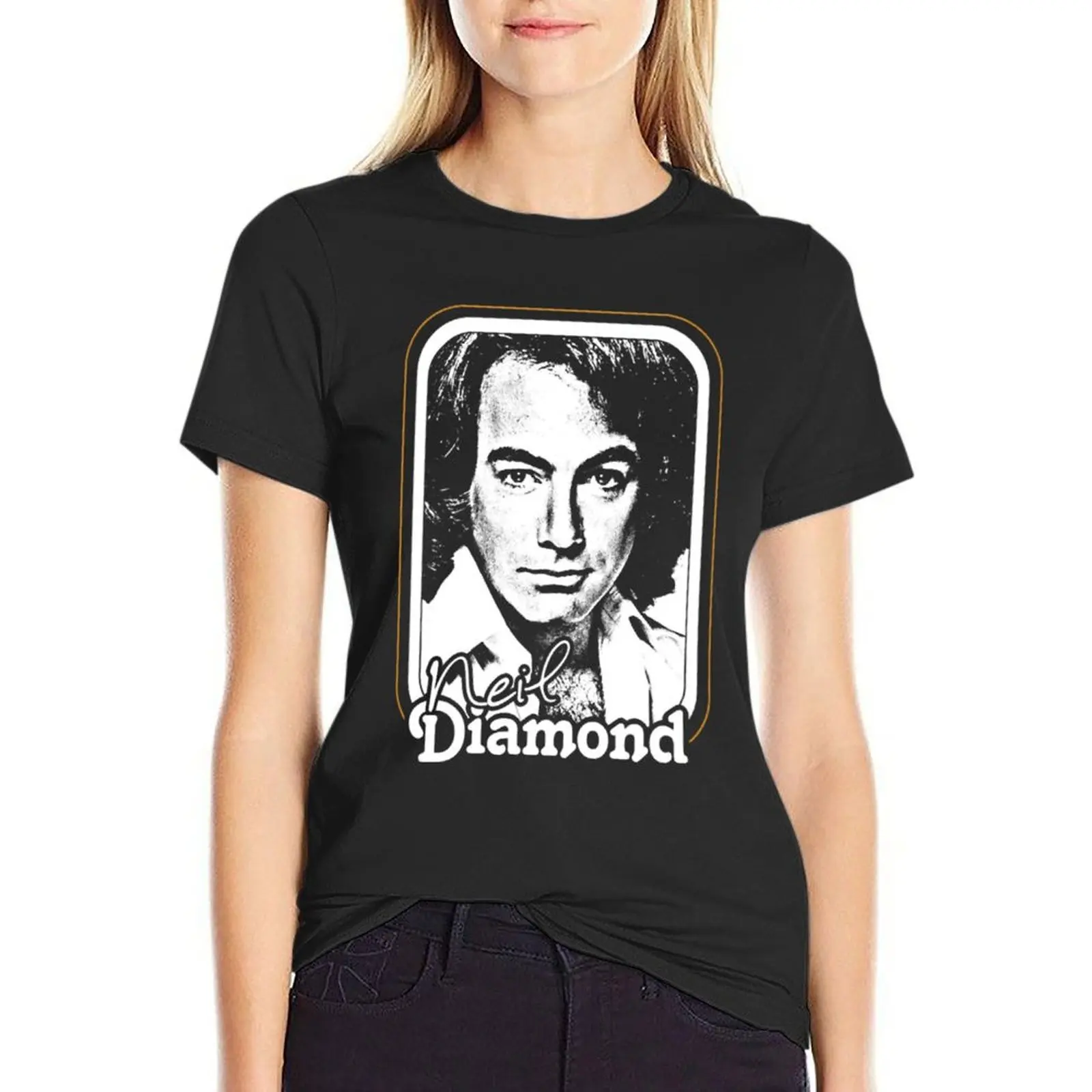 

Néíl Díámónd /// Rétró 1970s Fán Désígn T-shirt summer clothes animal print shirt for girls designer clothes Women luxury