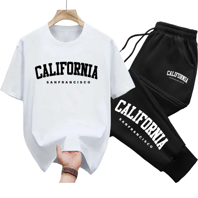 Cotton Tee and Sweatpants Set for Men