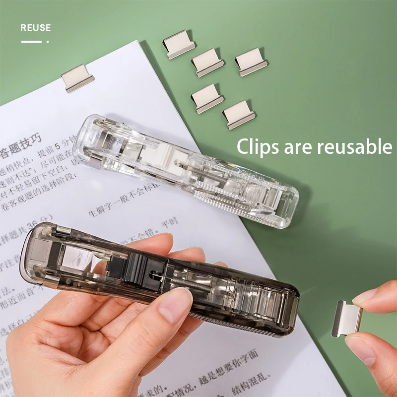 Push Clip Stapler Staple Remover Binder Push Clamp File Folder Dispenser Paper Clips Office Supplies Set Seamless Stapler,push stapler,staple remover