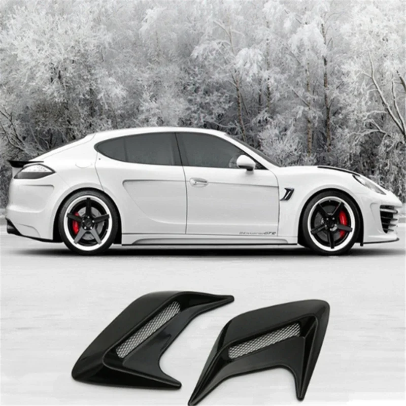 Car Body Trim Accessories 2 Pcs ABS Plastic Car Side Air Outlet Flow Mudguard Shark Cheek Air Intake Trim Fake Hood Vents