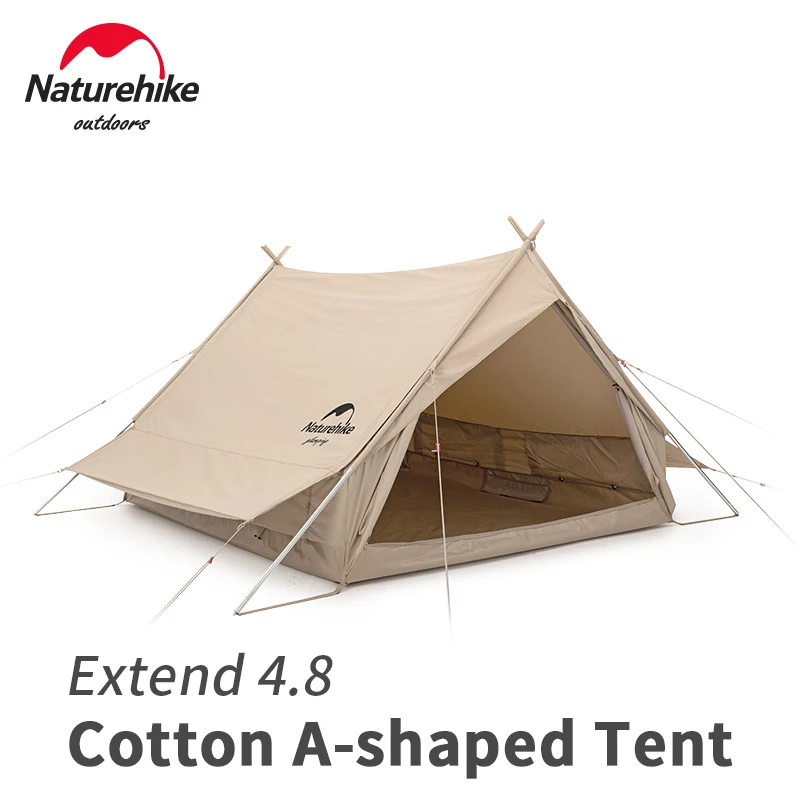 

Naturehike A-shape Cotton Tent Double Layer Tent for 2 Person Outdoor Camping Travel with Canopy Wall Waterproof 4.8㎡ Large 2023