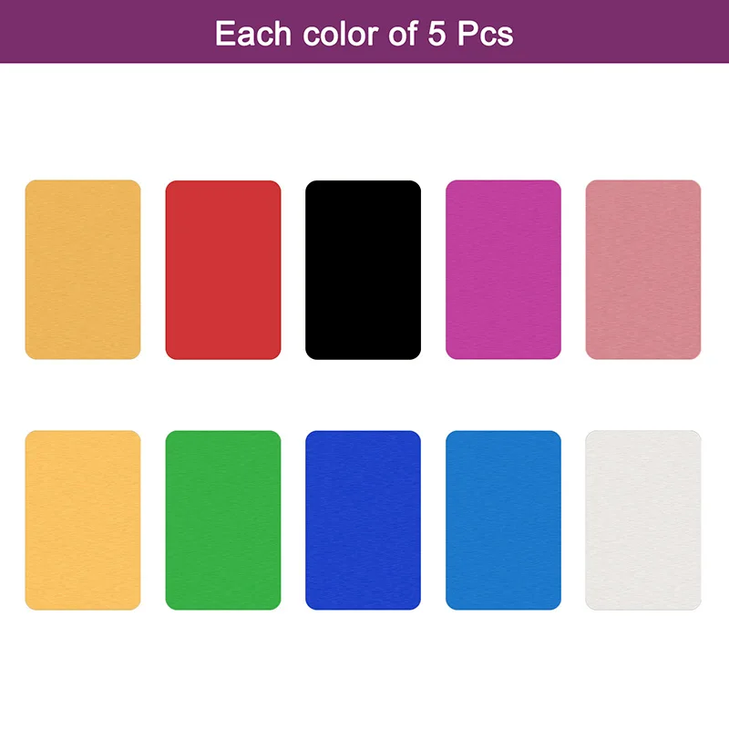 50/100/300/500pcs 금속 명함 빈 0.21/0.45mm 두꺼운 알루미늄 레이저 사용자 정의 DIY에 대 한 인쇄 가능한 이름 카드 조각