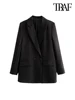 TRAF Women Chic Office Lady Double Breasted Blazer Vintage Coat Fashion Notched Collar Long Sleeve Ladies Outerwear Stylish Tops 5