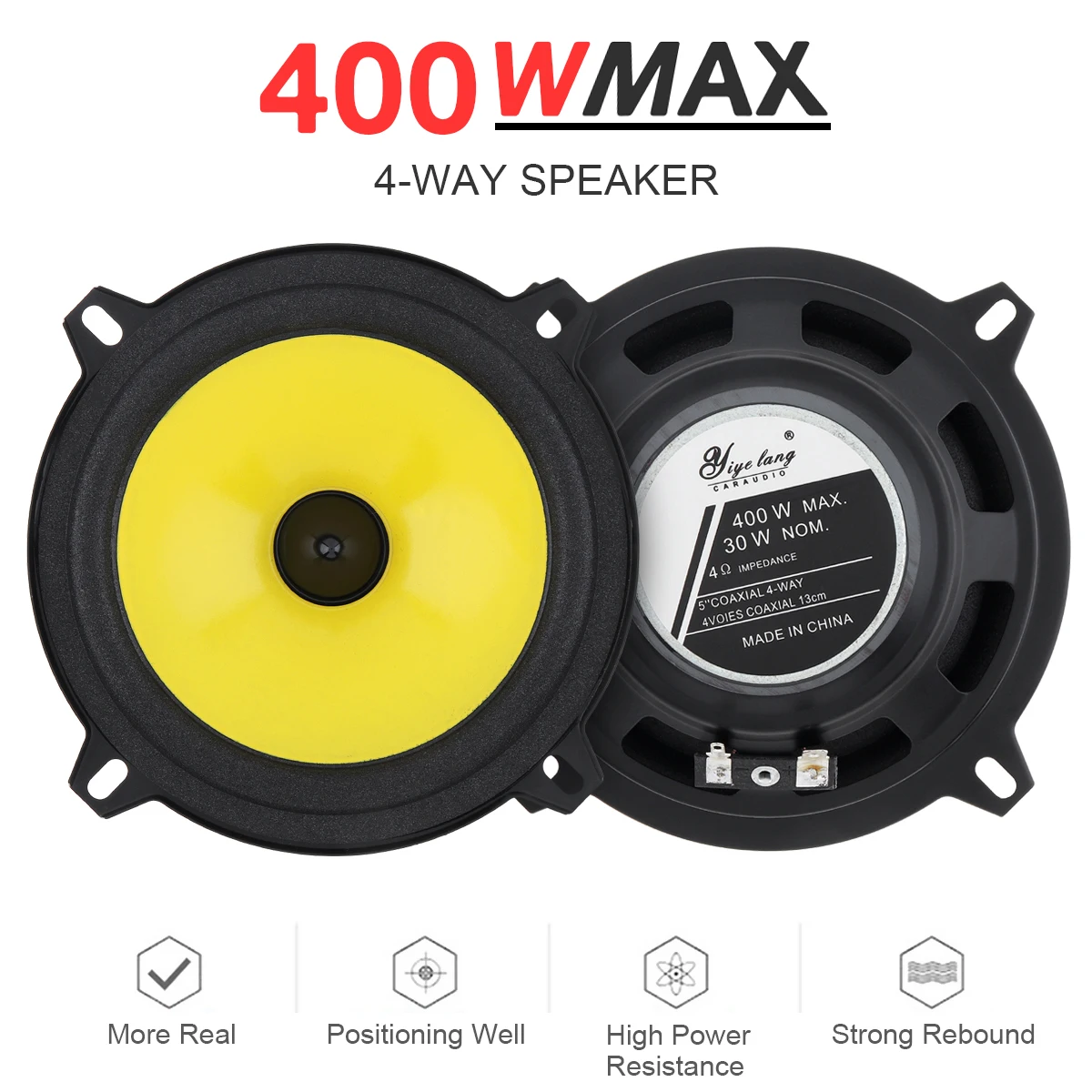 2pcs 5 Inch Full Range Frequency Car Speaker Heavy Mid-bass Ultra-thin Modified Speaker with Non-destructive Installation