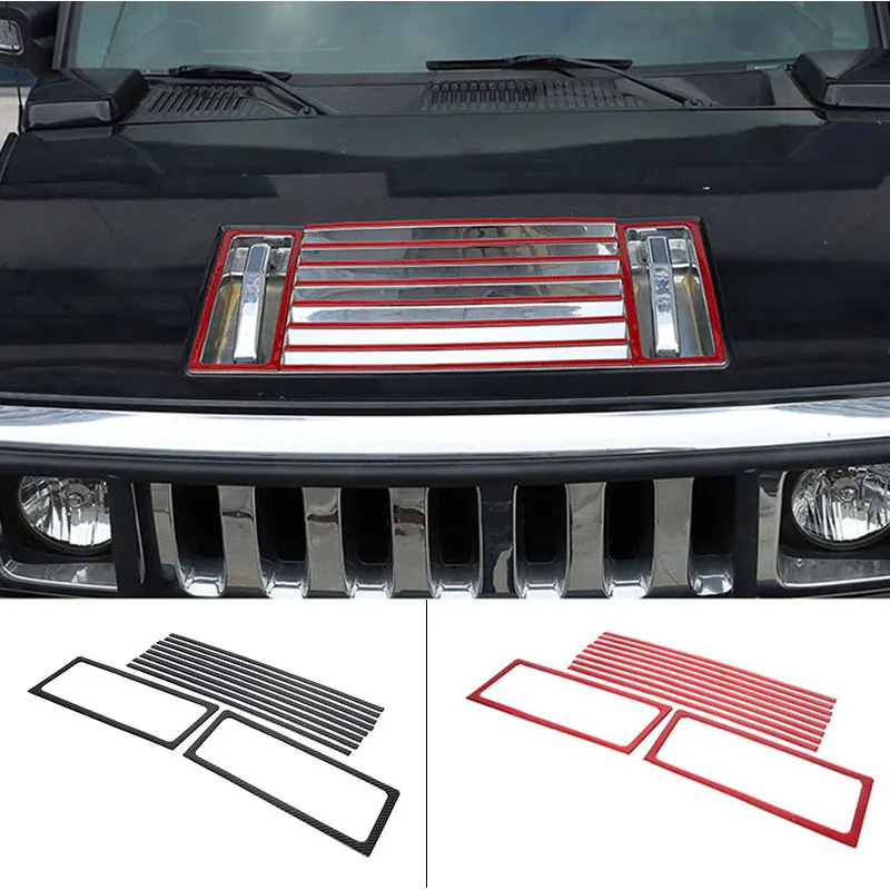 

For 2003-2007 Hummer H2 soft carbon fiber car front hood air vent decorative strip sticker car exterior protection accessories