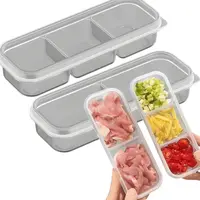Boîte de conservation alimentaire transparente avec couvercles transparents pour réfrigérateur, empilable, 3/2 compartiments 1