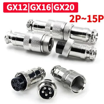 5/10/100 Set Circular Aviation Plug & Socket Connector - GX12, GX16, GX20, QL16, M16 with 2 - 15 Pins, Male & Female Docking 1