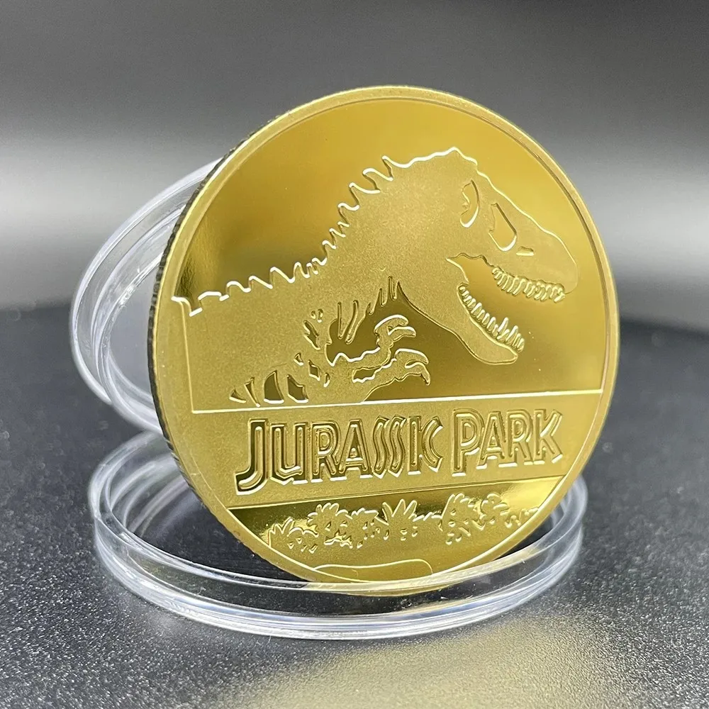 Moneta d'Oro Collezionabile Jurassic Park Dinosauro - Moneta Commemorativa Fossile Stati Uniti - Souvenir Cinematografico - Decorazione per la Casa - immagine 5