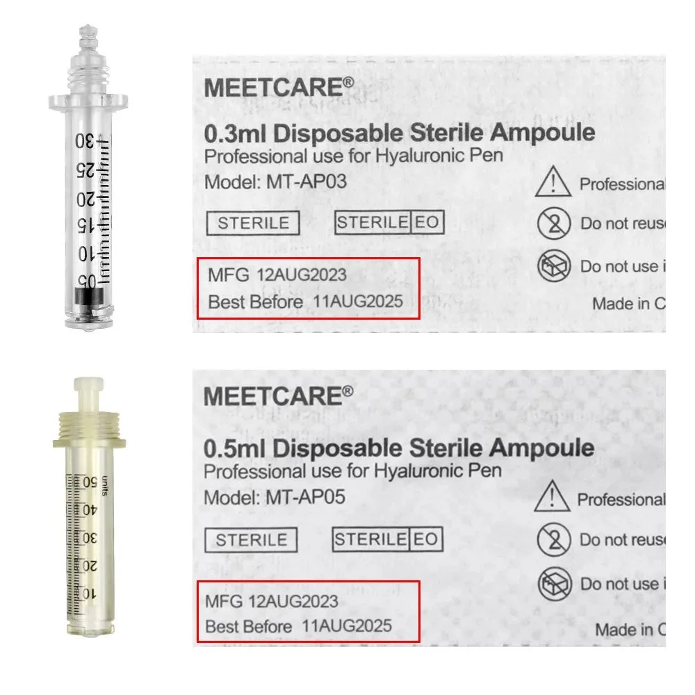 0.3ml 0.5ml Disposable Sterile Ampoule Head for Hyaluron Pen Hyaluronic Acid Gun Atomizer Anti-wrinkle for Lip Filler Lifting