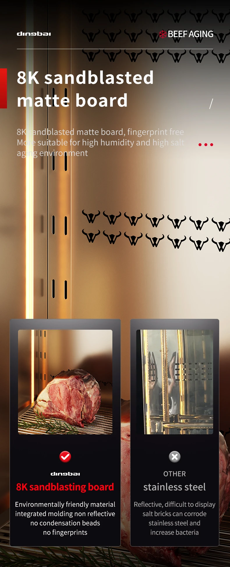 Grade Beef Aging Meat Preservation Cabinet Triple Doors Automatic Defrost Commercial Dry Aging Fridge for Steak Restaurant