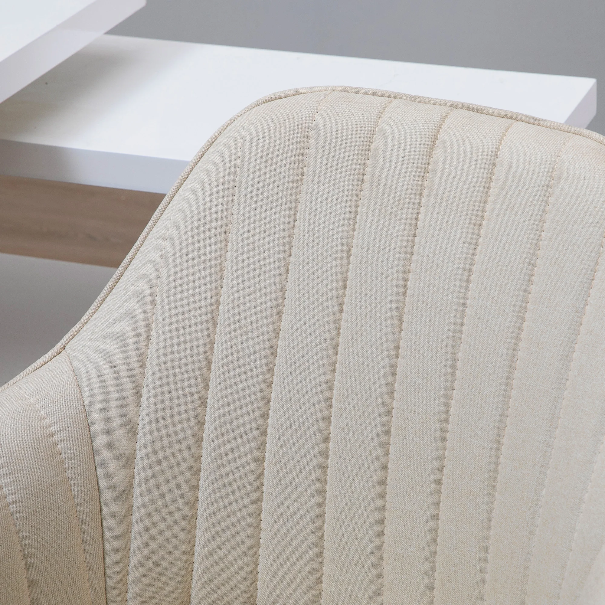 Vinsetto Mid-Back Task Chair, Fabric Home Office Chair, Swivel Desk Chair with Tub Shape Design & Lined Pattern Back, Beige 6