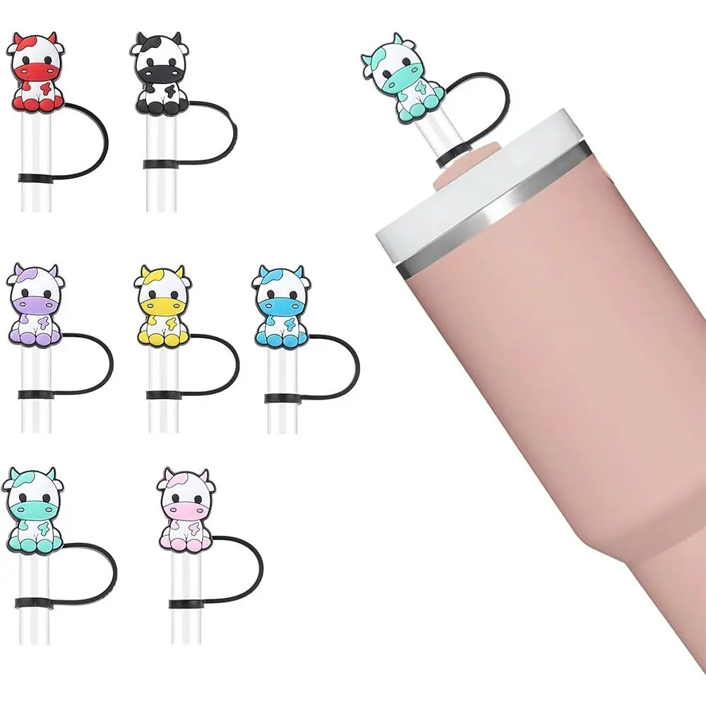 

Cartoon Plugs Cover Silicone Straw Plug Creative Splash Proof Reusable Straw Topper 10mm Airtight Cow Straw Cover Bar