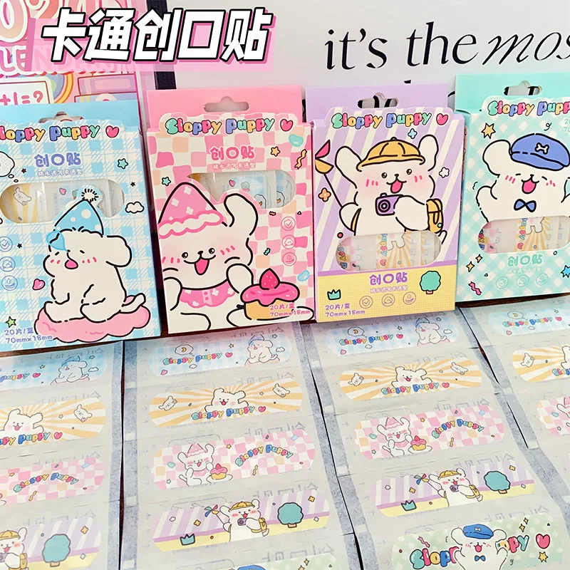 20pcs Hemostasis Adhesive Bandages Cartoon Animal Pattern Band Aid  First Aid Emergency Kit Wound Plaster Patches for Kids