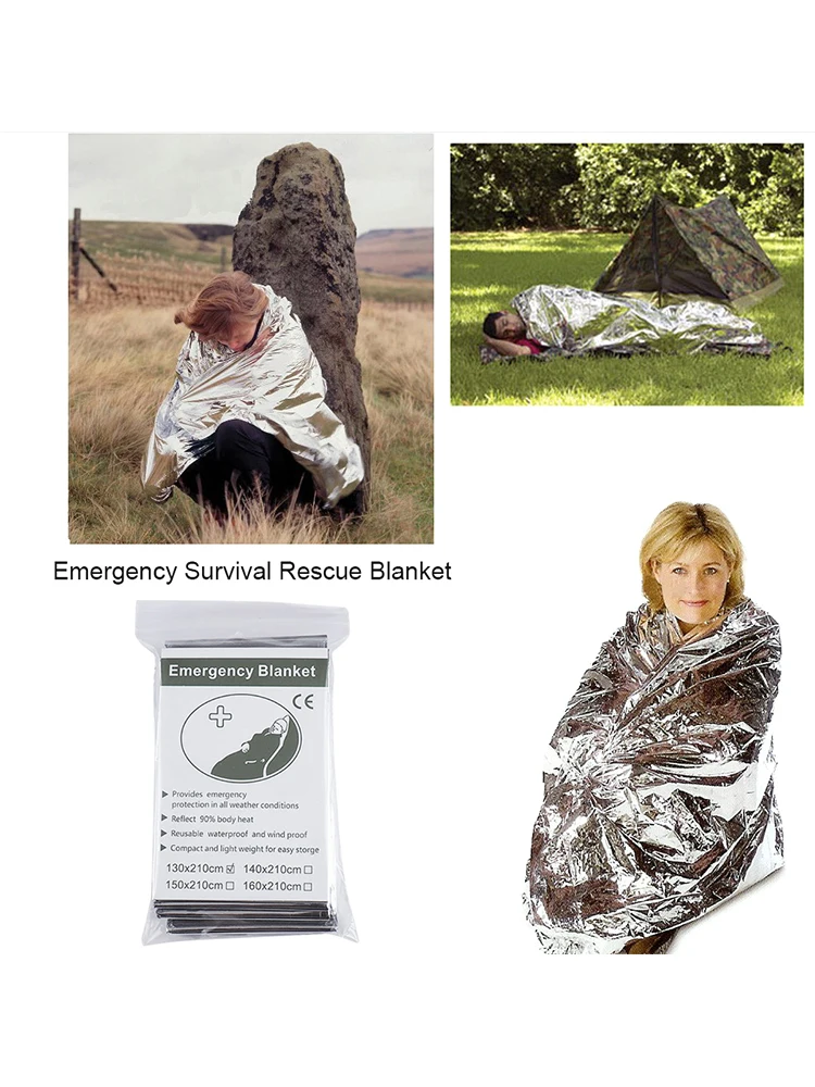 130x210cm Foil Mylar Thermal Blanket Keeps You Warm Emergency Thermal Blanket Retain Body Heat Emergency Supplies for First Aid 6