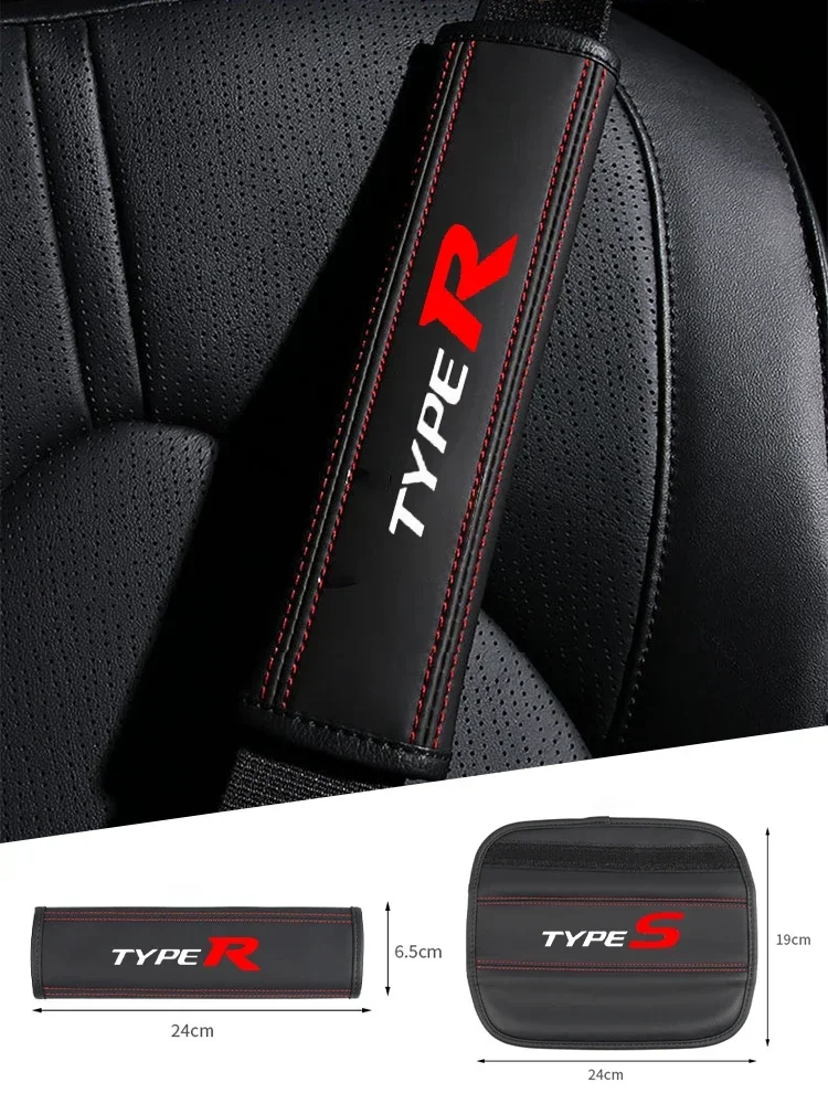 Car seat belt Nappa leather Shoulder Protector Safety Belt 2pcs For Honda Type R Type S Civic FK8 FK2 FN2 EP3 Auto Accessories