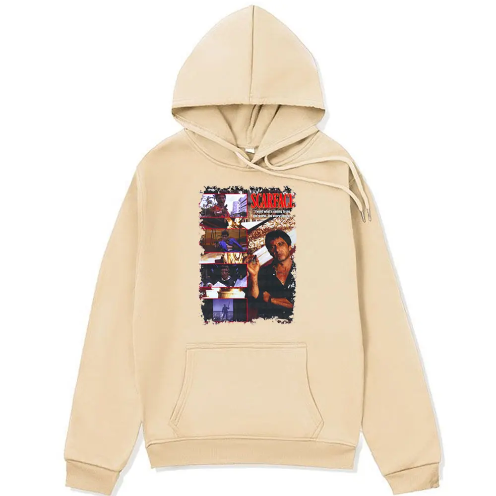 Vintage Movie Scarface Look At Me Hoodie Men Women's Al Pacino Tony Montana Double Sided Printed Sweatshirt Fashion Hoodies Tops