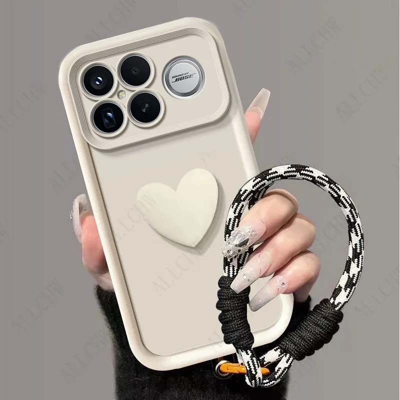 Lanyard Wrist Strap Shockproof Phone Case with Back Cover Coque