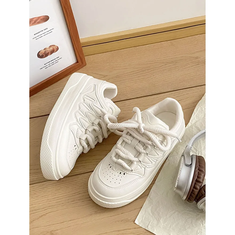 2024 Ins Trendy Customized Thick Sole Retro Women's Sports Shoes Mixed Colors Lacing Comfortable Top Women's Casual Shoes 24-164