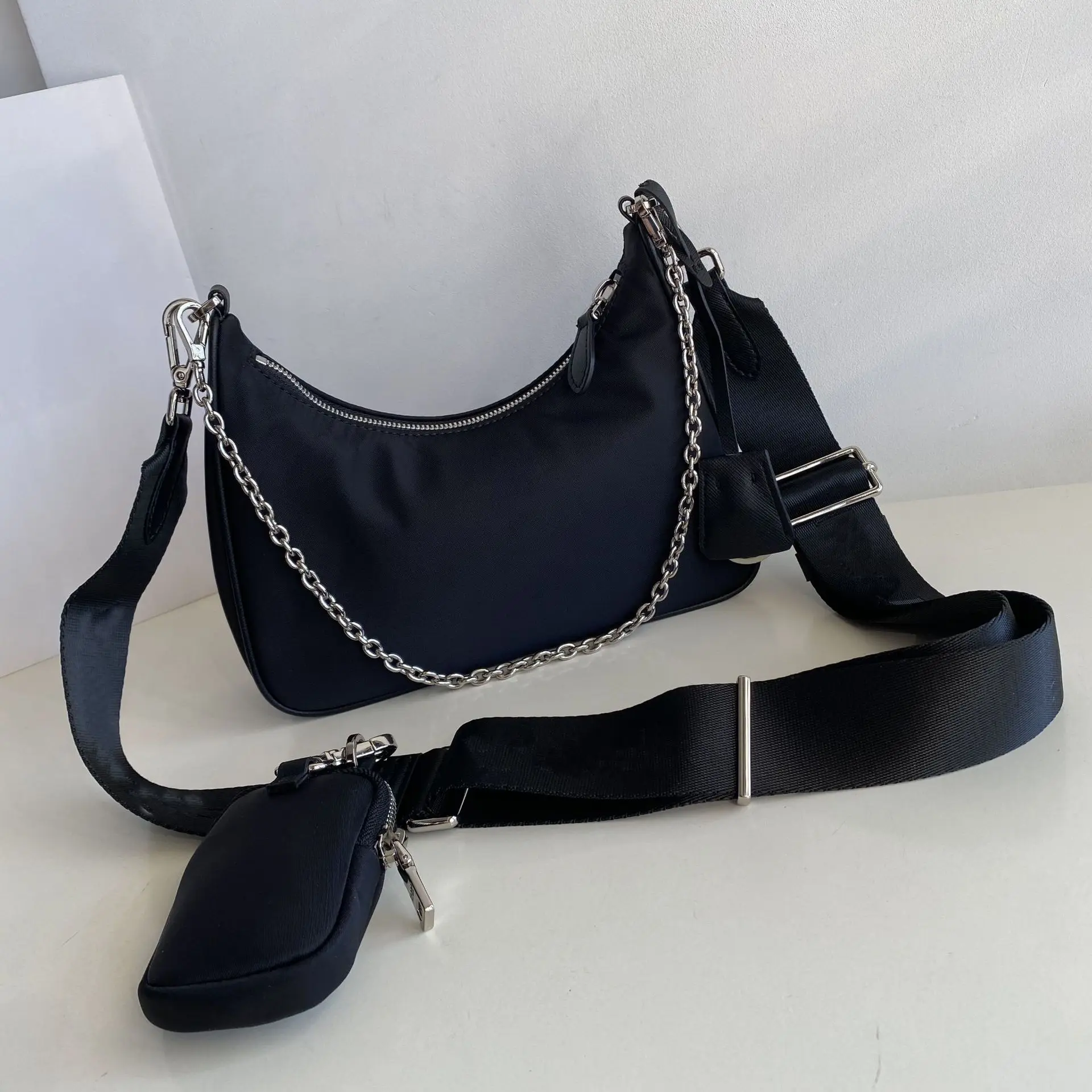 P 2023 Hobo bag three in one parachute waterproof cloth nylon chain messenger bag portable underarm bag