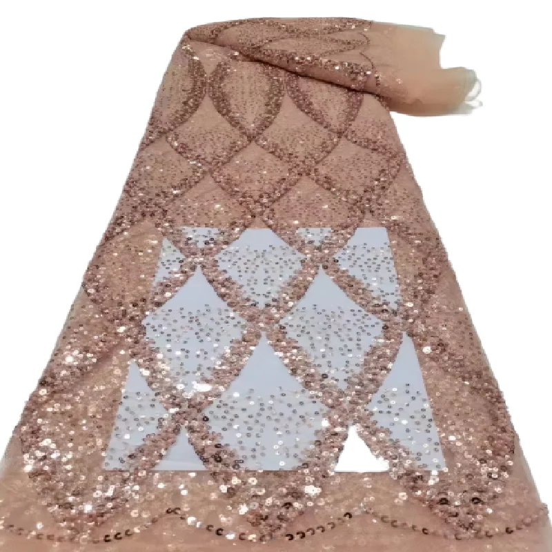 

Latest African Sequins Lace Fabric 2022 High Quality Nigerian French Tulle Lace Fabric Embroidery For Women Dress